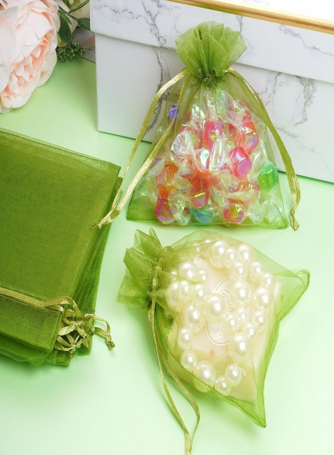 Bskifnn 100pcs Organza Bags - Satin Drawstring Pouch for Mother's Day, Valentine's Day, Halloween, Wedding, Party Favors & Jewelry - 3.54''x4.33'' (9x11cm), Olive Green - Image 5
